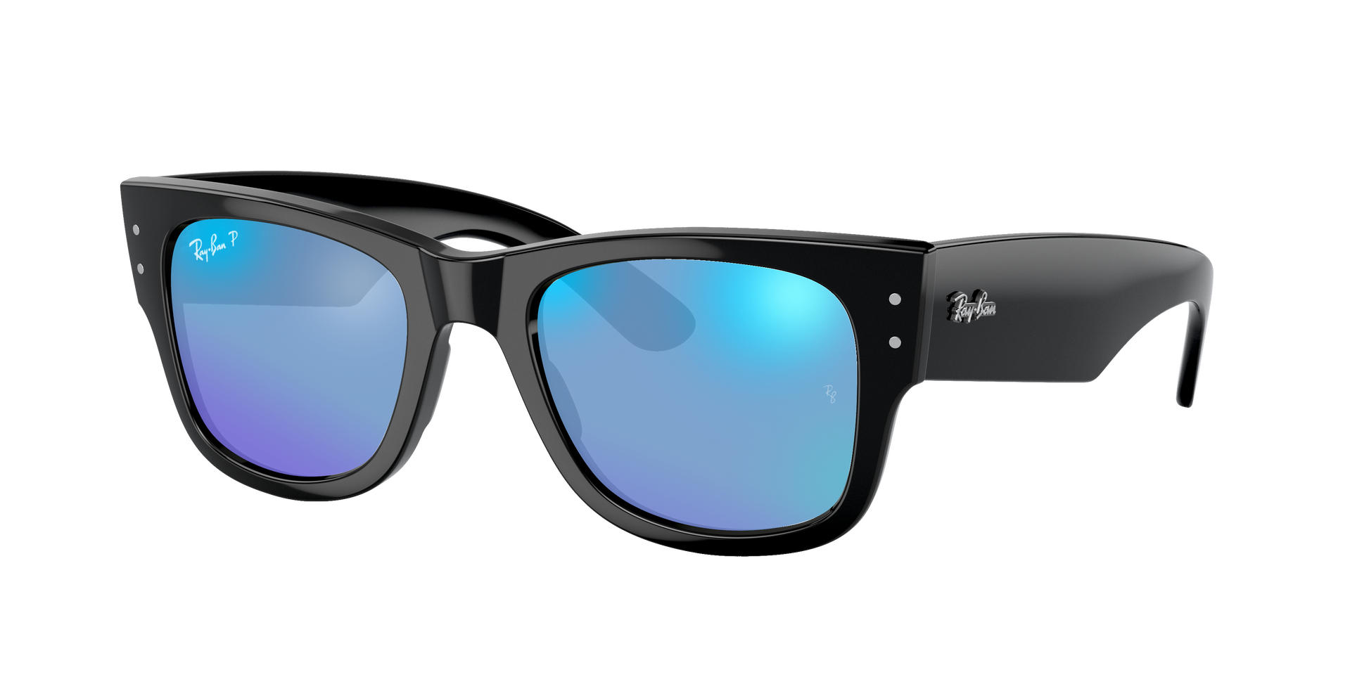 Black, Mirrored Blue-Polarized, Rayban
