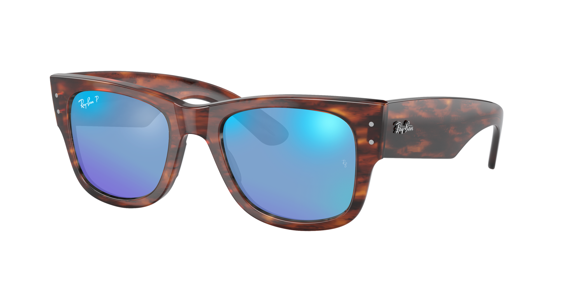 STRIPED HAVANA, Mirrored Blue-Polarized, Rayban
