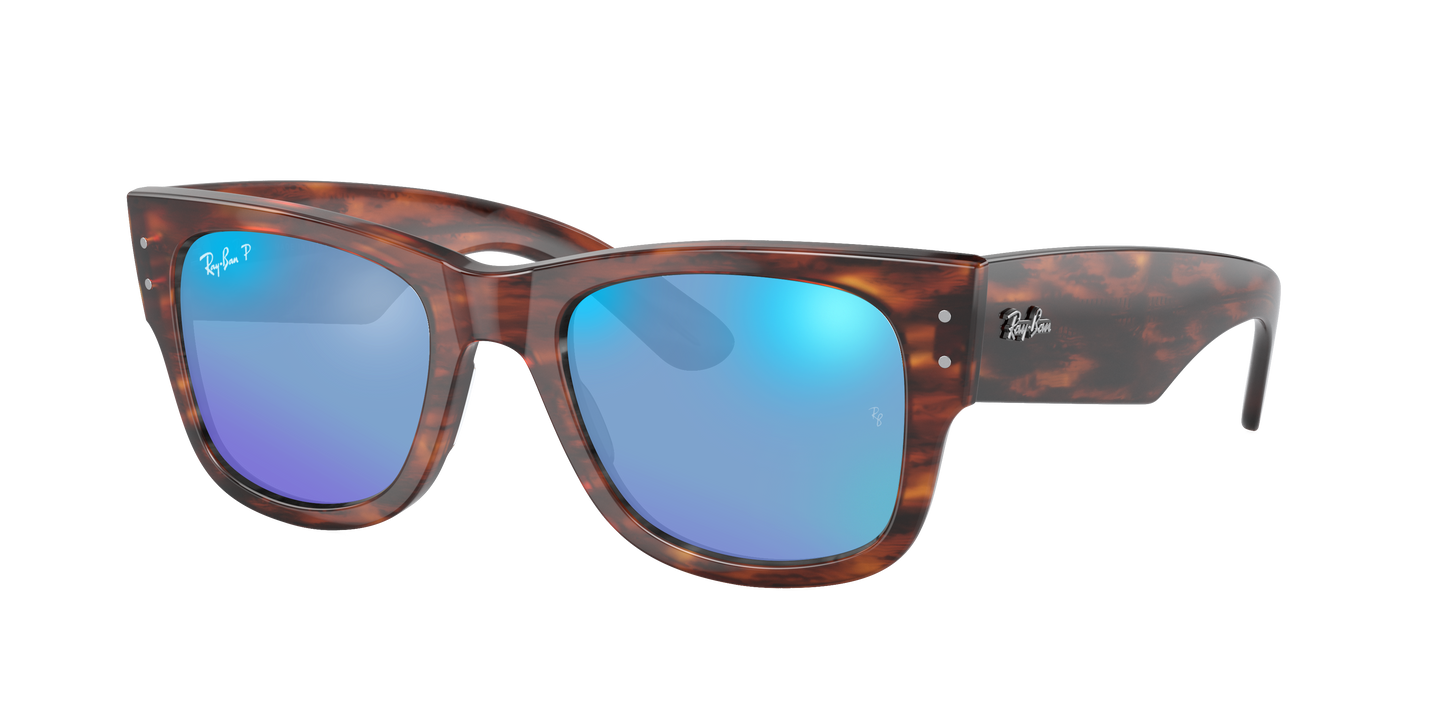 STRIPED HAVANA, Mirrored Blue-Polarized, Rayban