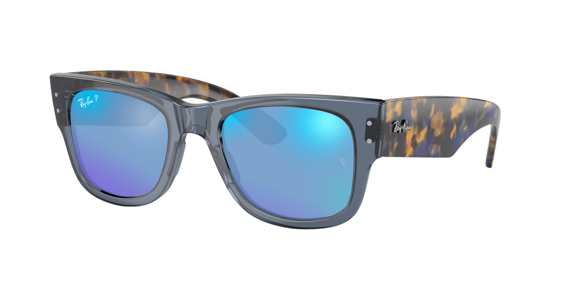 TRANSPARENT DARK BLUE, Mirrored Blue-Polarized, Rayban