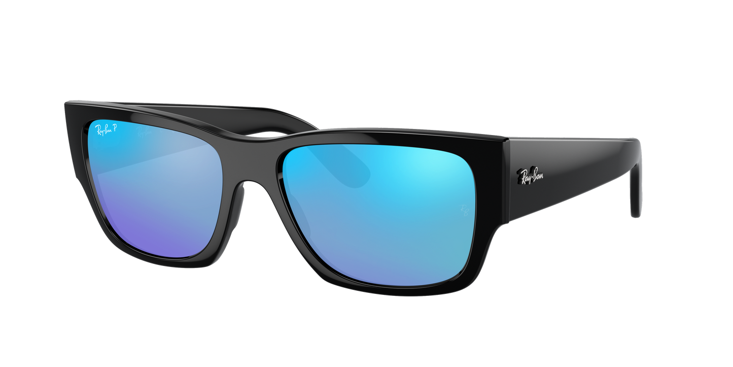 Black, Mirrored Blue-Polarized, Rayban