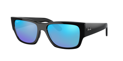 Black, Mirrored Blue-Polarized, Rayban