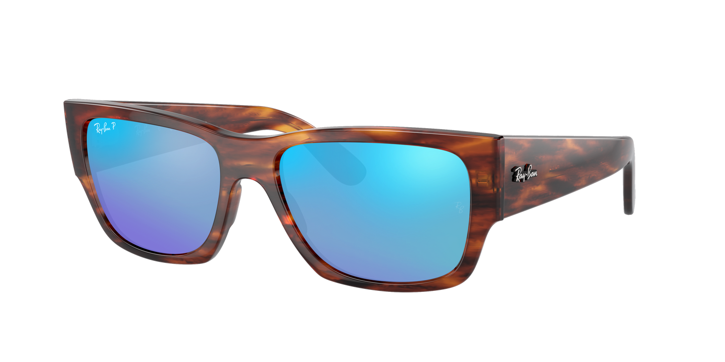 STRIPED HAVANA, Mirrored Blue-Polarized, Rayban