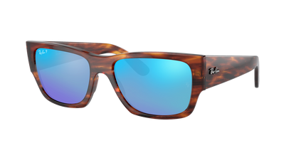 STRIPED HAVANA, Mirrored Blue-Polarized, Rayban