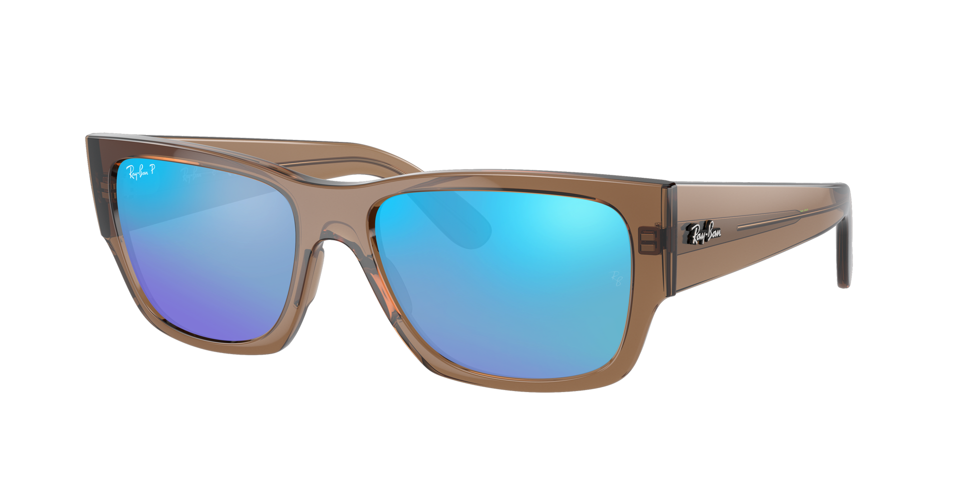 TRANSPARENT LIGHT BROWN, Mirrored Blue-Polarized, Rayban