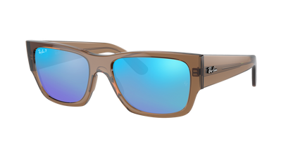 TRANSPARENT LIGHT BROWN, Mirrored Blue-Polarized, Rayban