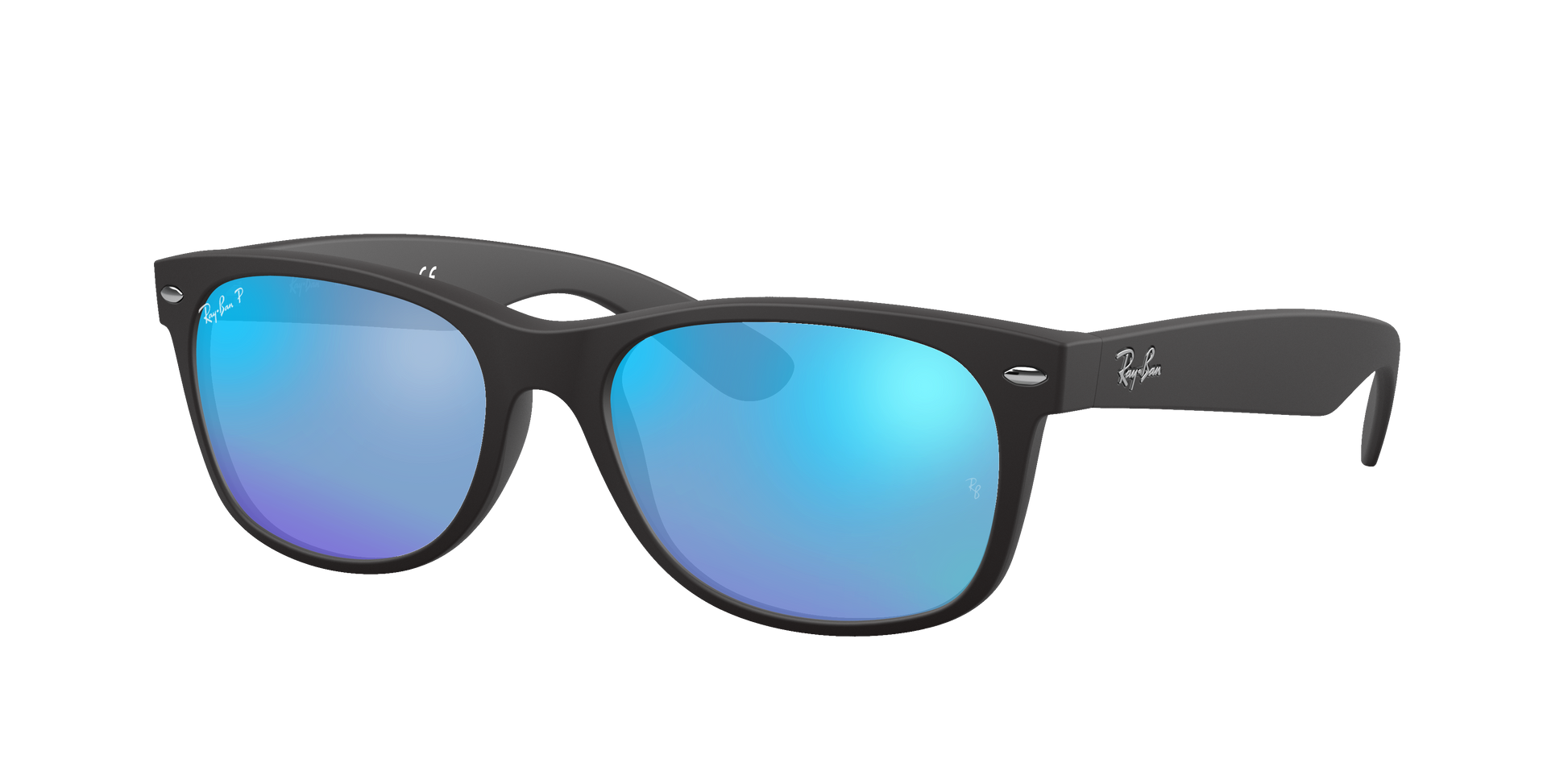 Rubber Black, Mirrored Blue-Polarized, Rayban