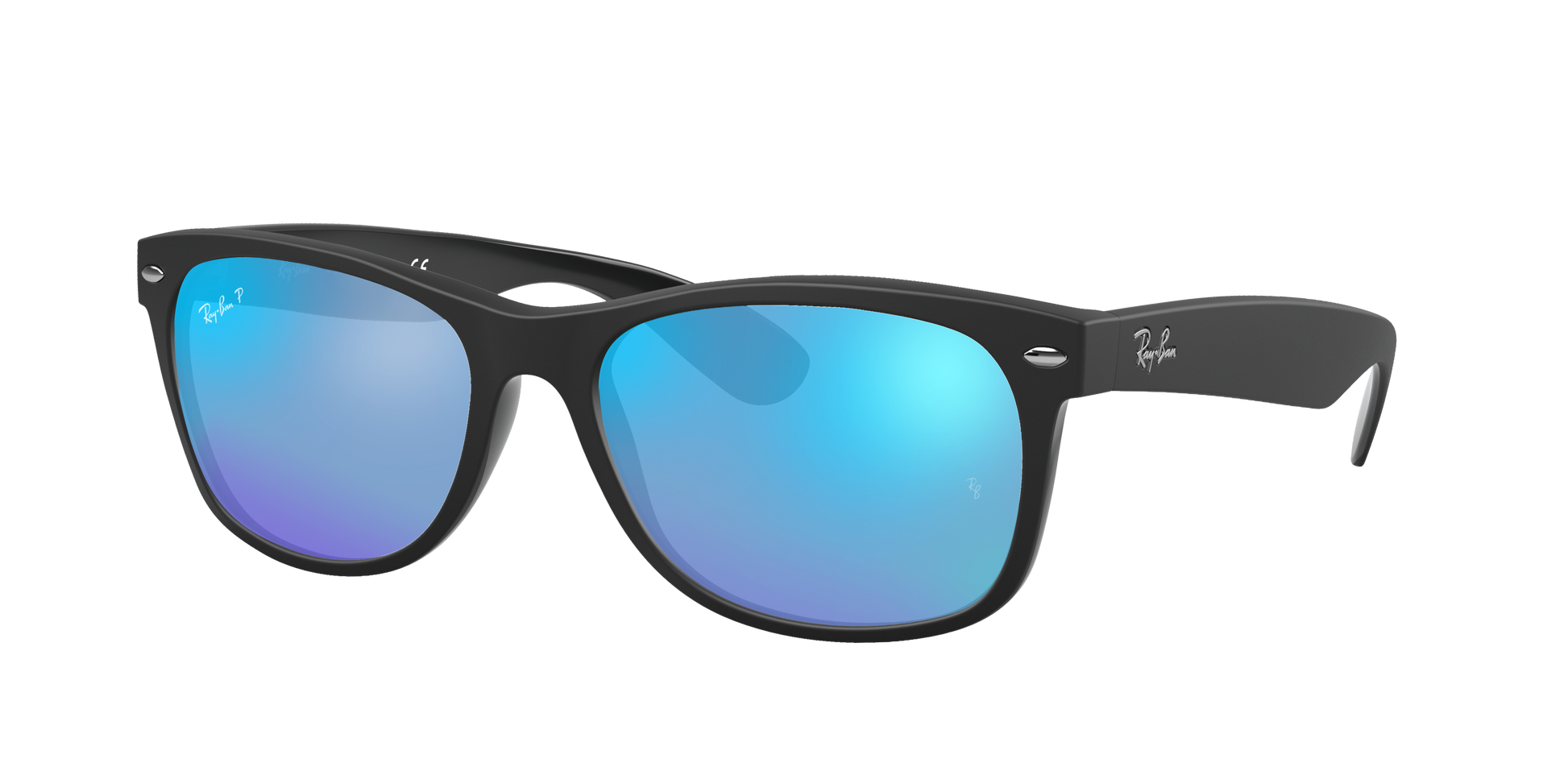 Black, Mirrored Blue-Polarized, Rayban
