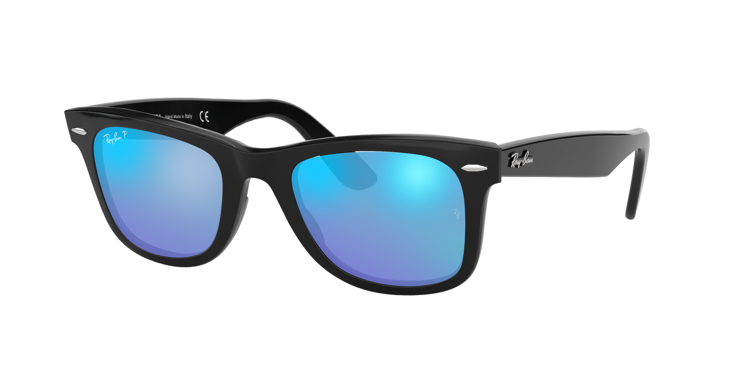 Black, Mirrored Blue-Polarized, Rayban