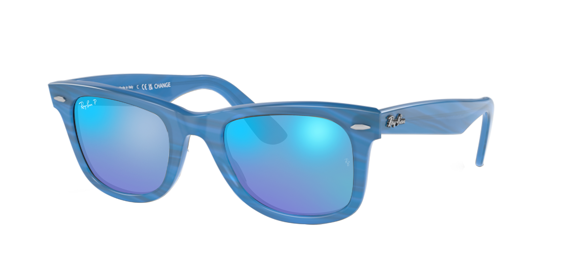 Photo Striped Blue, Mirrored Blue-Polarized, Rayban
