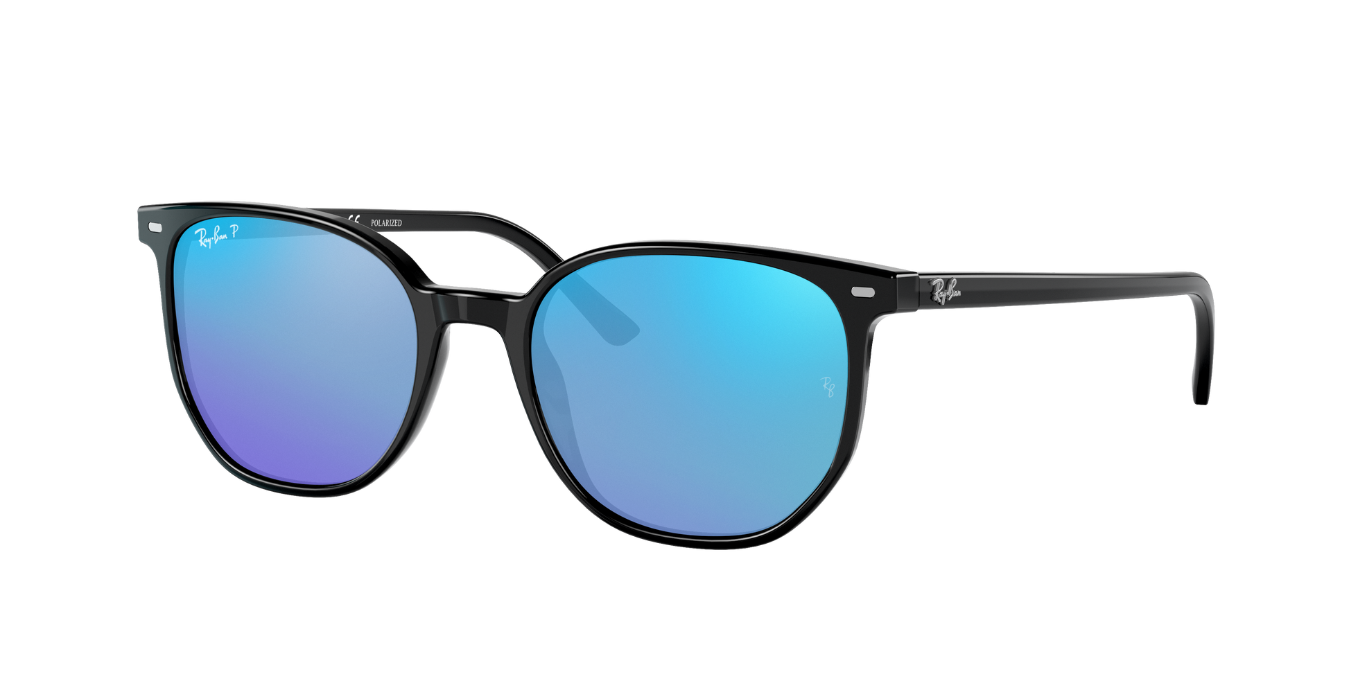 Black, Mirrored Blue-Polarized, Rayban