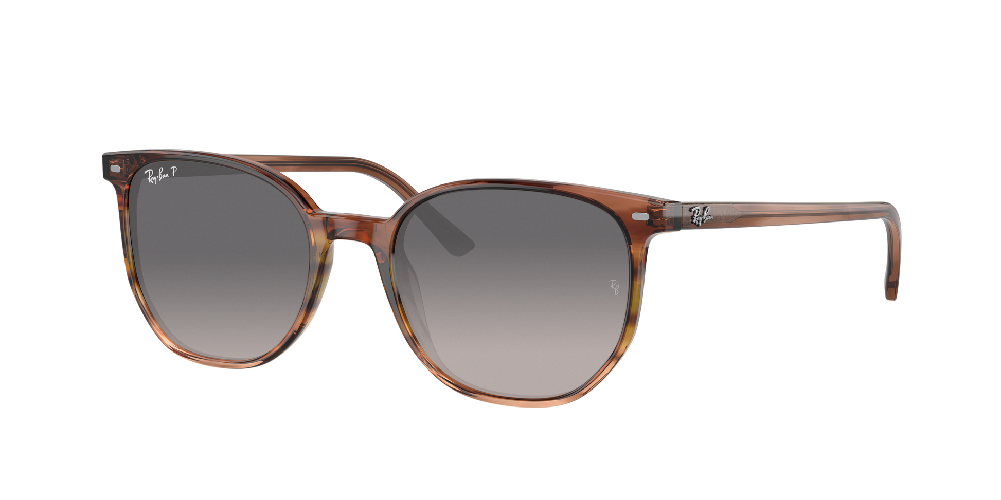 STRIPED BROWN GRADIENT GREEN, Grey Gradient-Polarized, Rayban