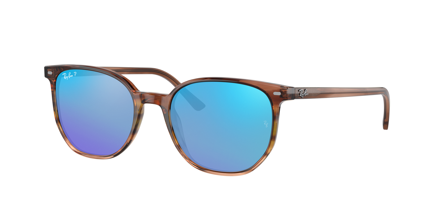 STRIPED BROWN GRADIENT GREEN, Mirrored Blue-Polarized, Rayban
