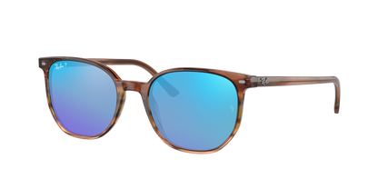 STRIPED BROWN GRADIENT GREEN, Mirrored Blue-Polarized, Rayban