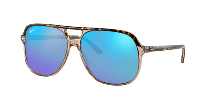 HAVANA ON TRANSPARENT BR, Mirrored Blue-Polarized, Rayban