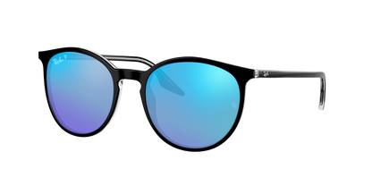 BLACK ON TRANSPARENT, Mirrored Blue-Polarized, Rayban