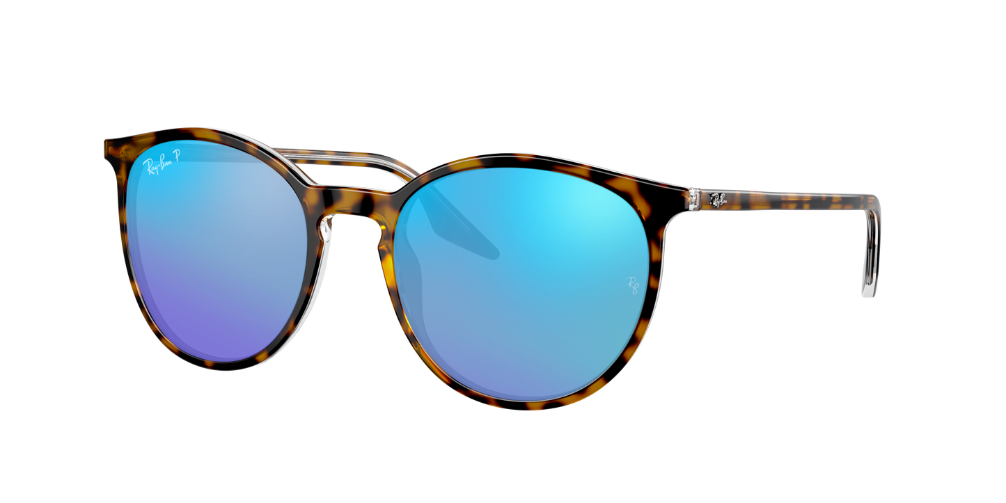 HAVANA ON TRANSPARENT, Mirrored Blue-Polarized, Rayban