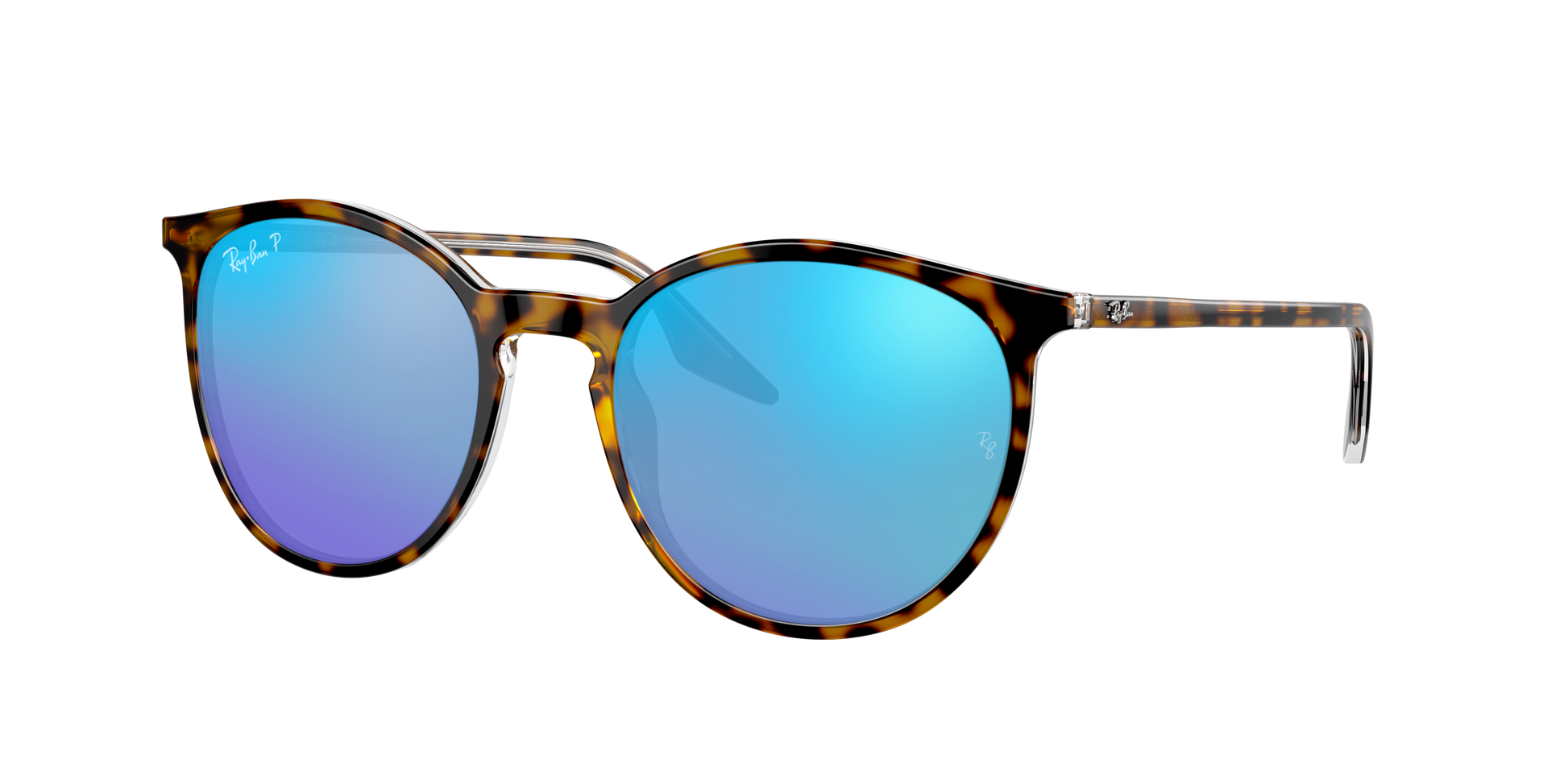 HAVANA ON TRANSPARENT, Mirrored Blue-Polarized, Rayban