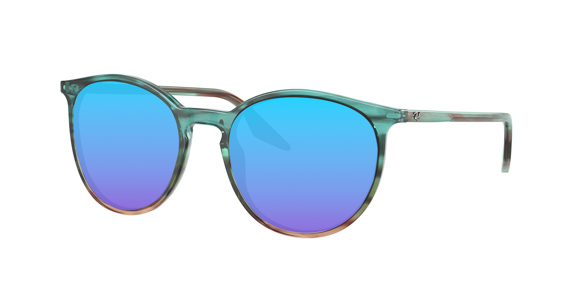 STRIPED BLUE AND GREEN, Blue-Mirrored, Sunberryrx