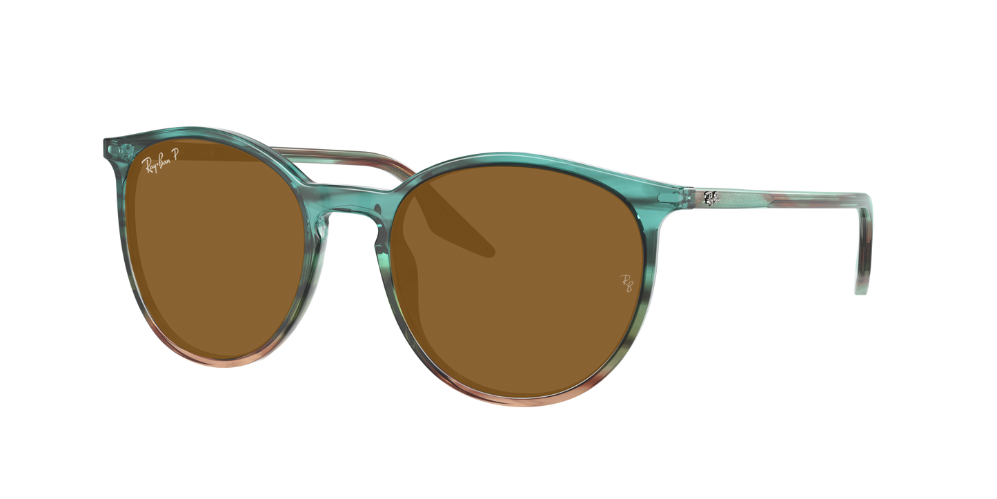 STRIPED BLUE AND GREEN, Brown-Polarized, Rayban