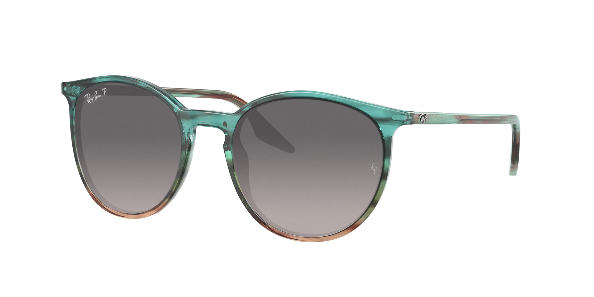 STRIPED BLUE AND GREEN, Grey Gradient-Polarized, Rayban