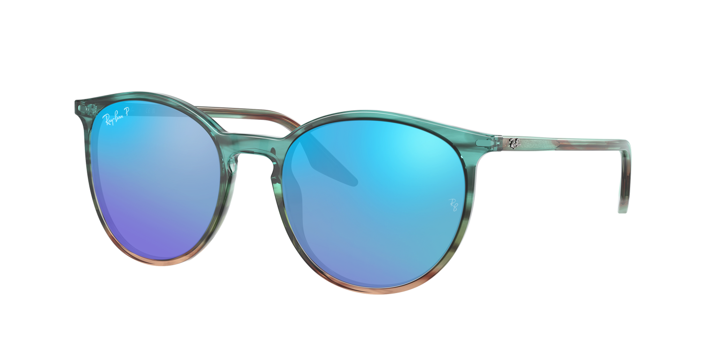 STRIPED BLUE AND GREEN, Mirrored Blue-Polarized, Rayban