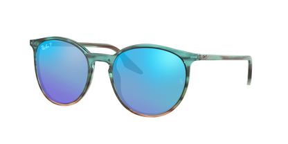 STRIPED BLUE AND GREEN, Mirrored Blue-Polarized, Rayban
