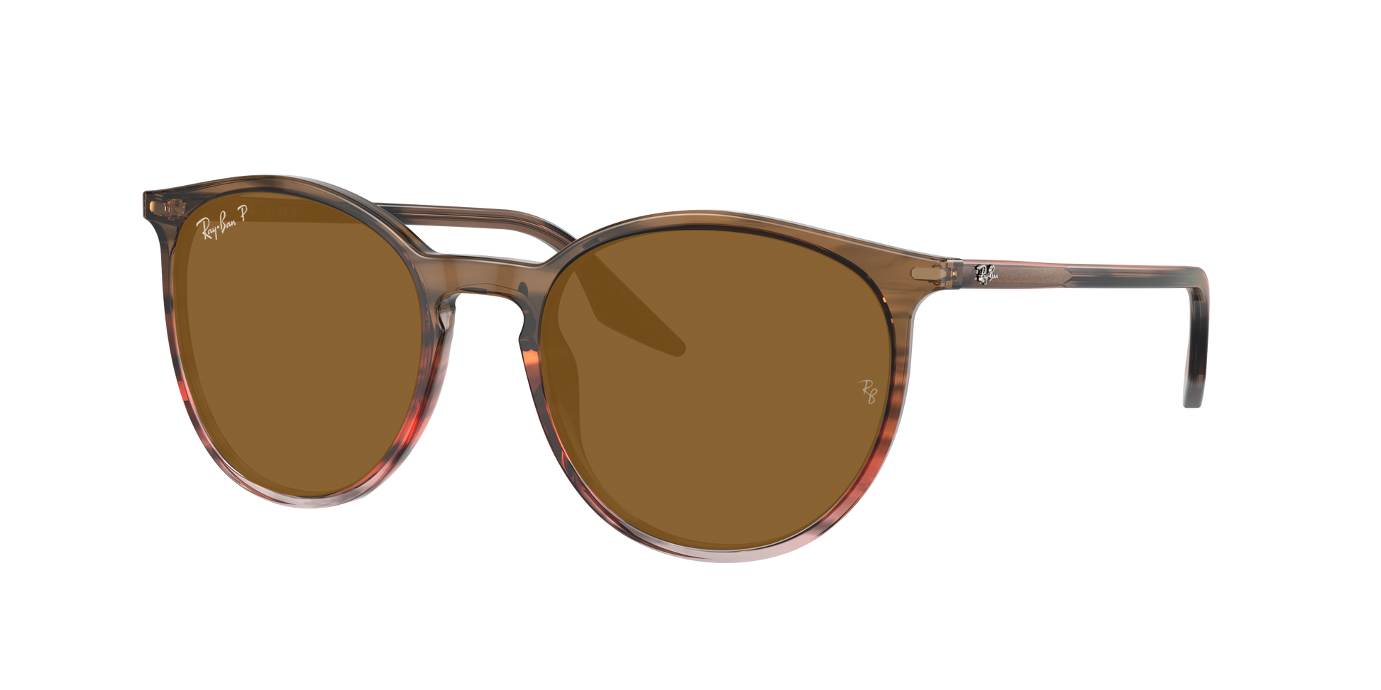 STRIPED BROWN AND RED, Brown-Polarized, Rayban