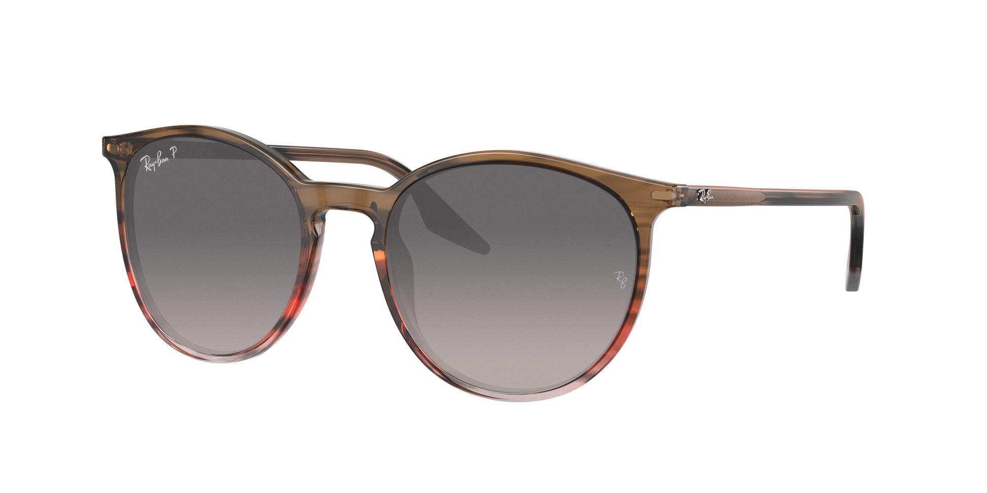 STRIPED BROWN AND RED, Grey Gradient-Polarized, Rayban