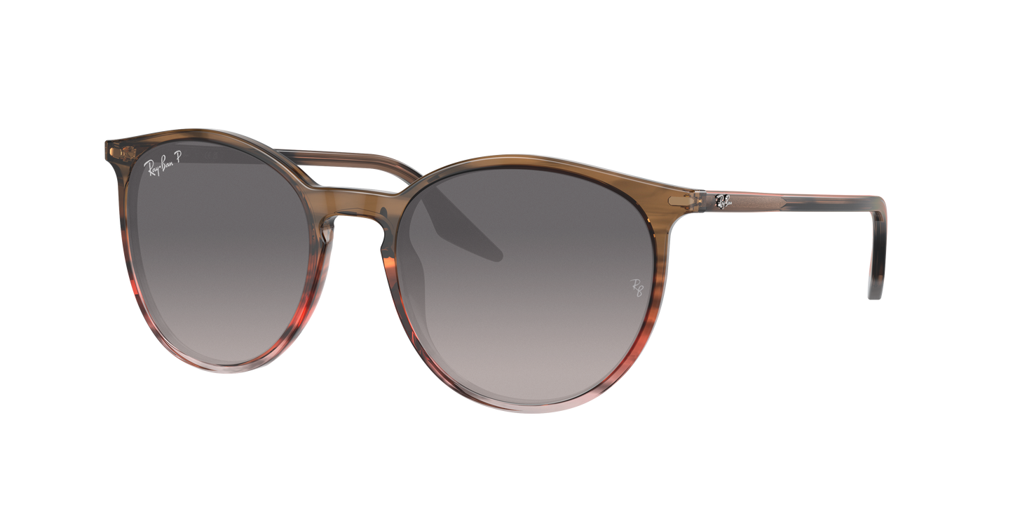 STRIPED BROWN AND RED, Grey Gradient-Polarized, Rayban