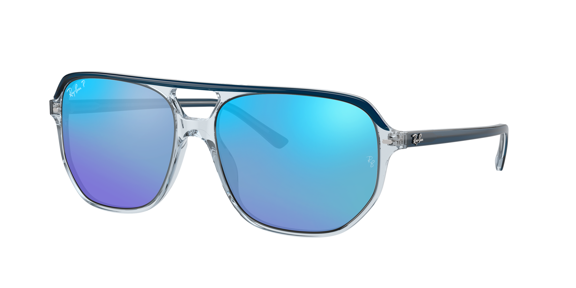 BLU ON TRANSPARENT BLU, Mirrored Blue-Polarized, Rayban
