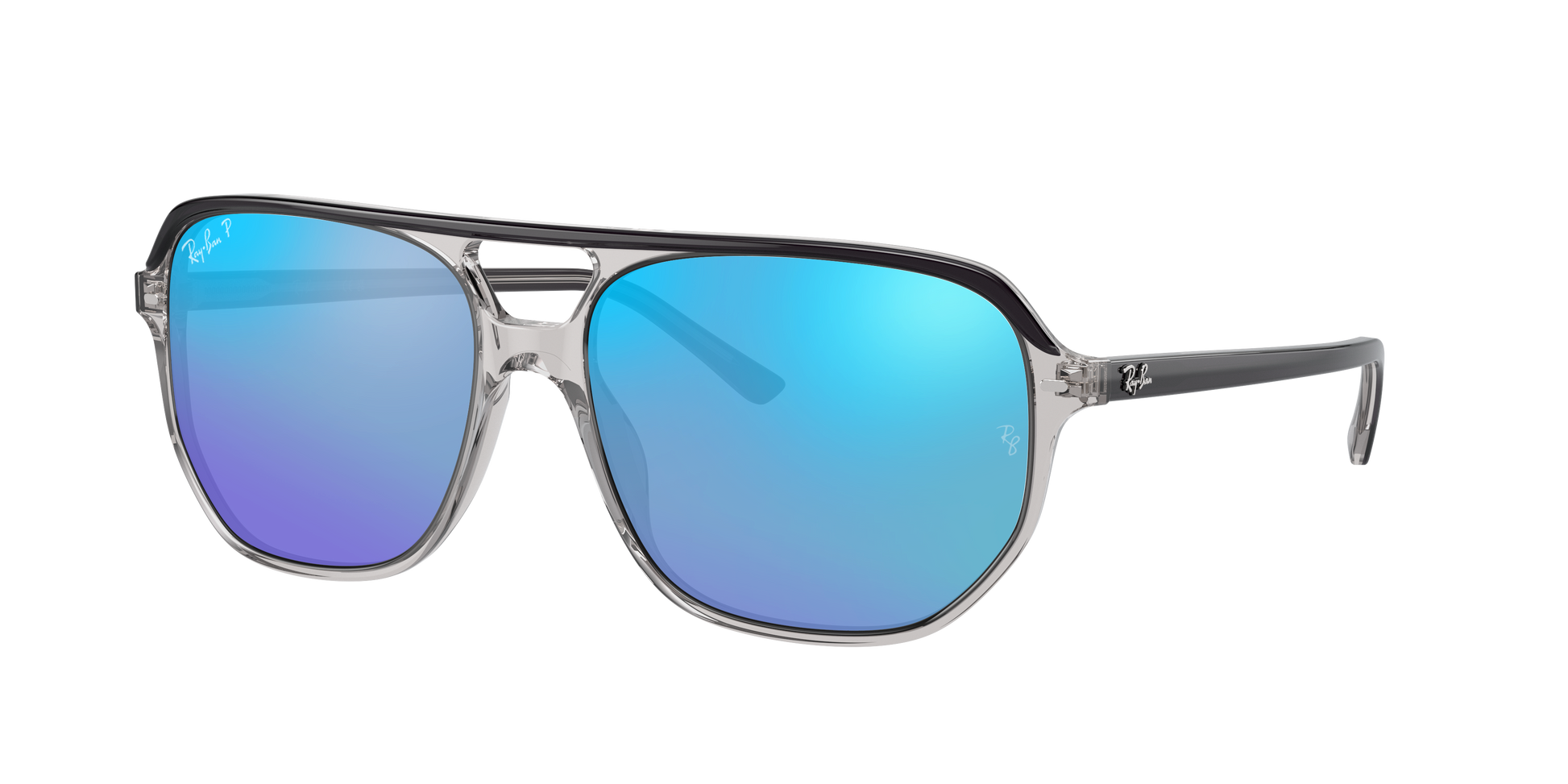 DARK GRAY ON TRANSPARENT, Mirrored Blue-Polarized, Rayban