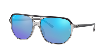 DARK GRAY ON TRANSPARENT, Mirrored Blue-Polarized, Rayban