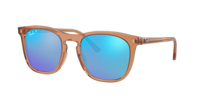 TRANSPARENT BROWN, Mirrored Blue-Polarized, Rayban