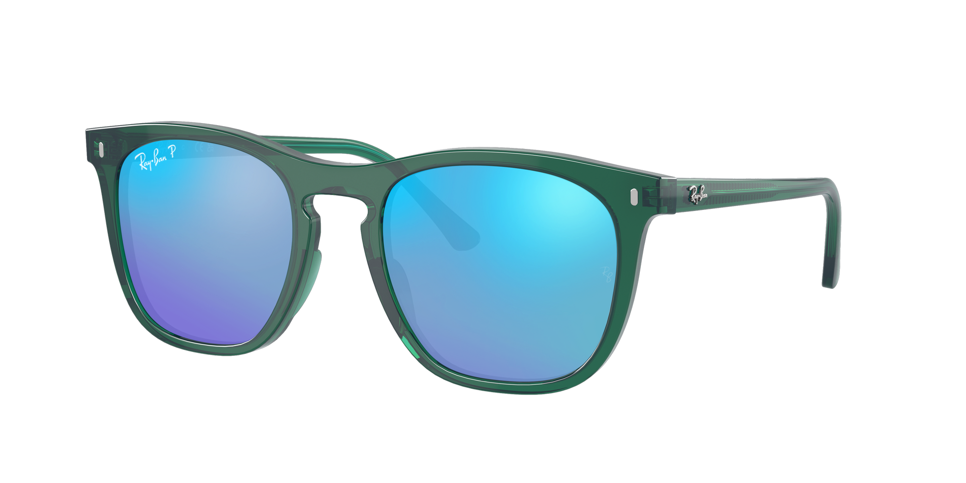 TRANSPARENT GREEN, Mirrored Blue-Polarized, Rayban