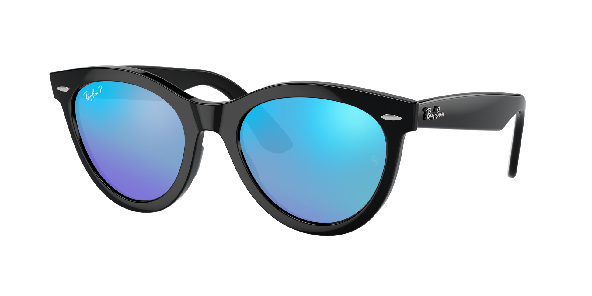 Black, Mirrored Blue-Polarized, Rayban