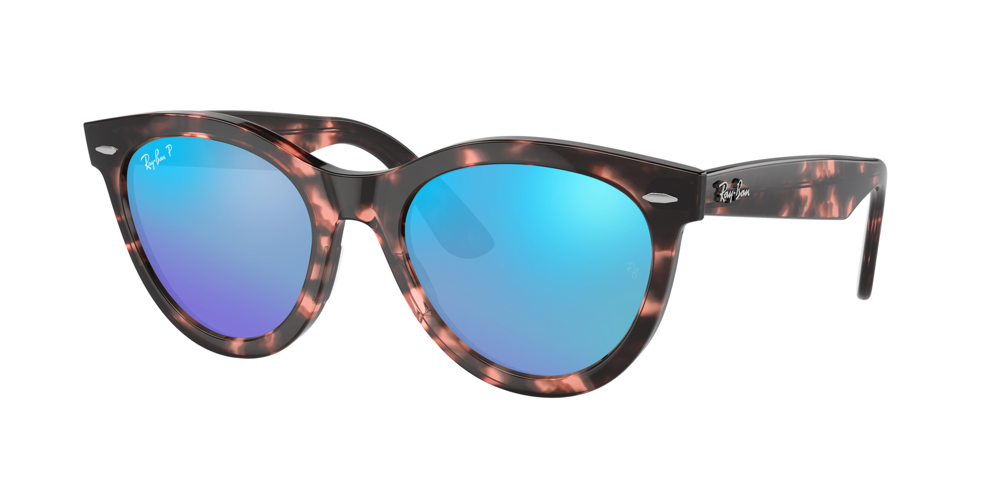 Pink Havana, Mirrored Blue-Polarized, Rayban
