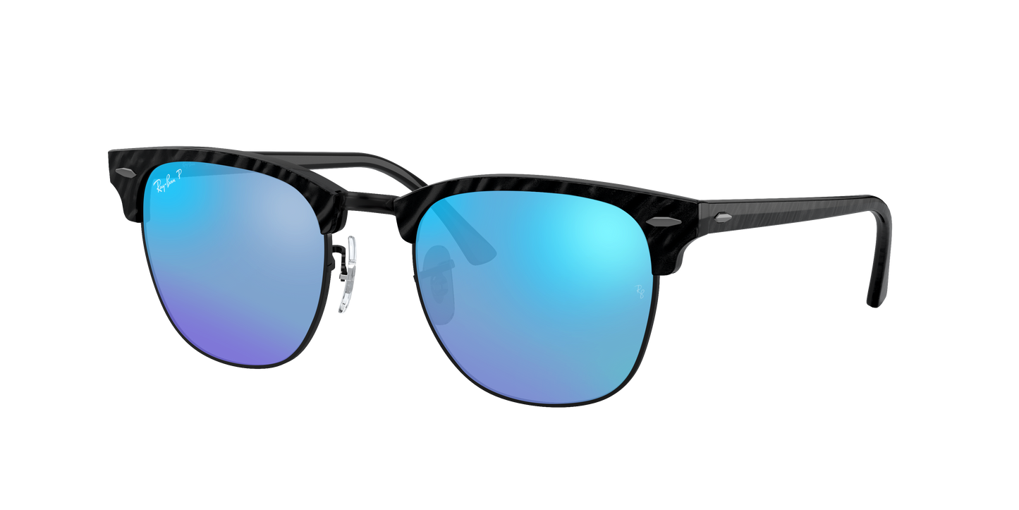 Black, Mirrored Blue-Polarized, Rayban