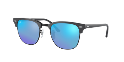 GREY ON BLACK, Mirrored Blue-Polarized, Rayban