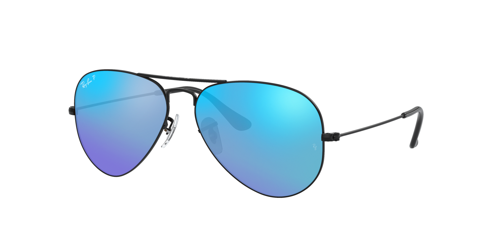 Black, Mirrored Blue-Polarized, Rayban