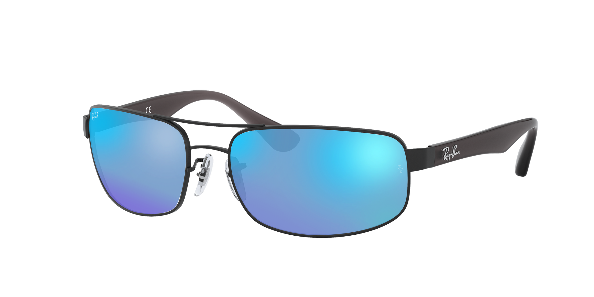 Matte Black, Mirrored Blue-Polarized, Rayban