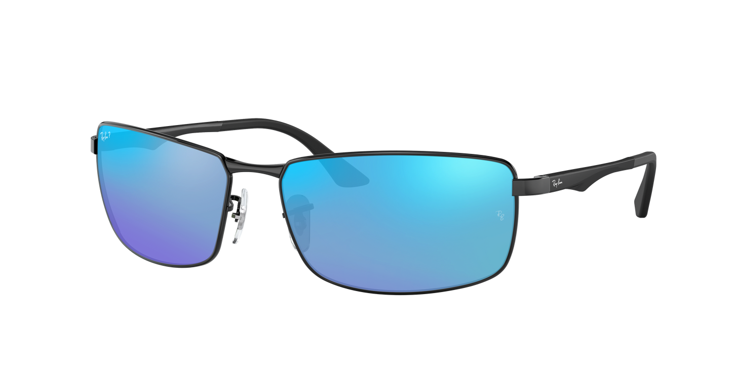 Black, Mirrored Blue-Polarized, Rayban