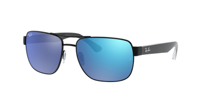 Black, Mirrored Blue-Polarized, Rayban