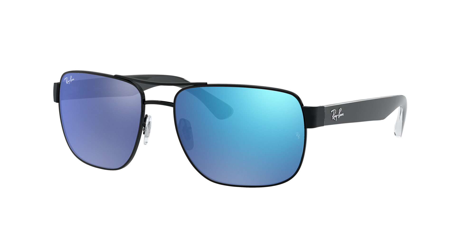Black, Mirrored Blue-Polarized, Rayban