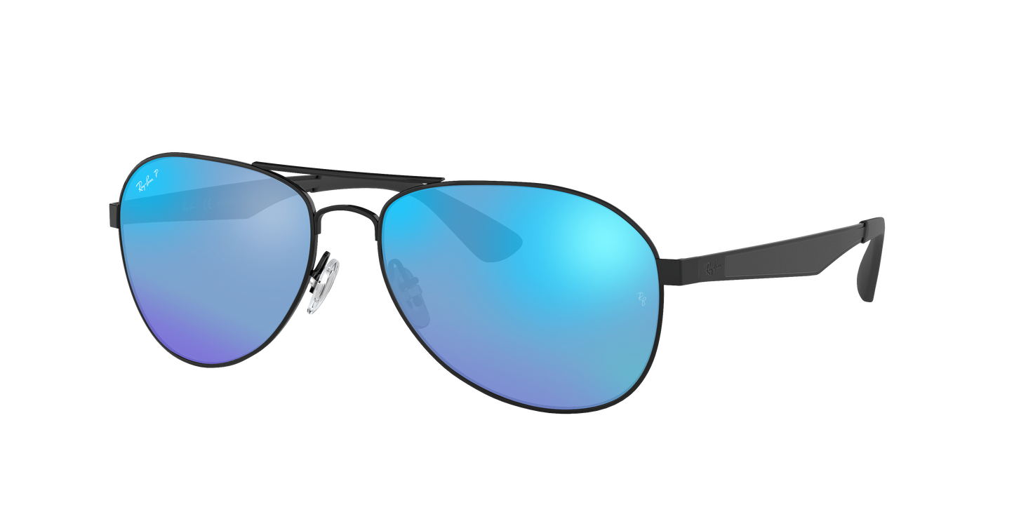 Black, Mirrored Blue-Polarized, Rayban