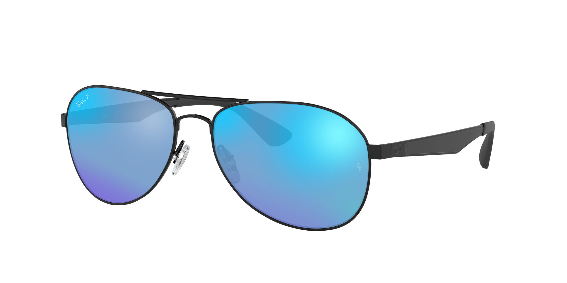 Black, Mirrored Blue-Polarized, Rayban
