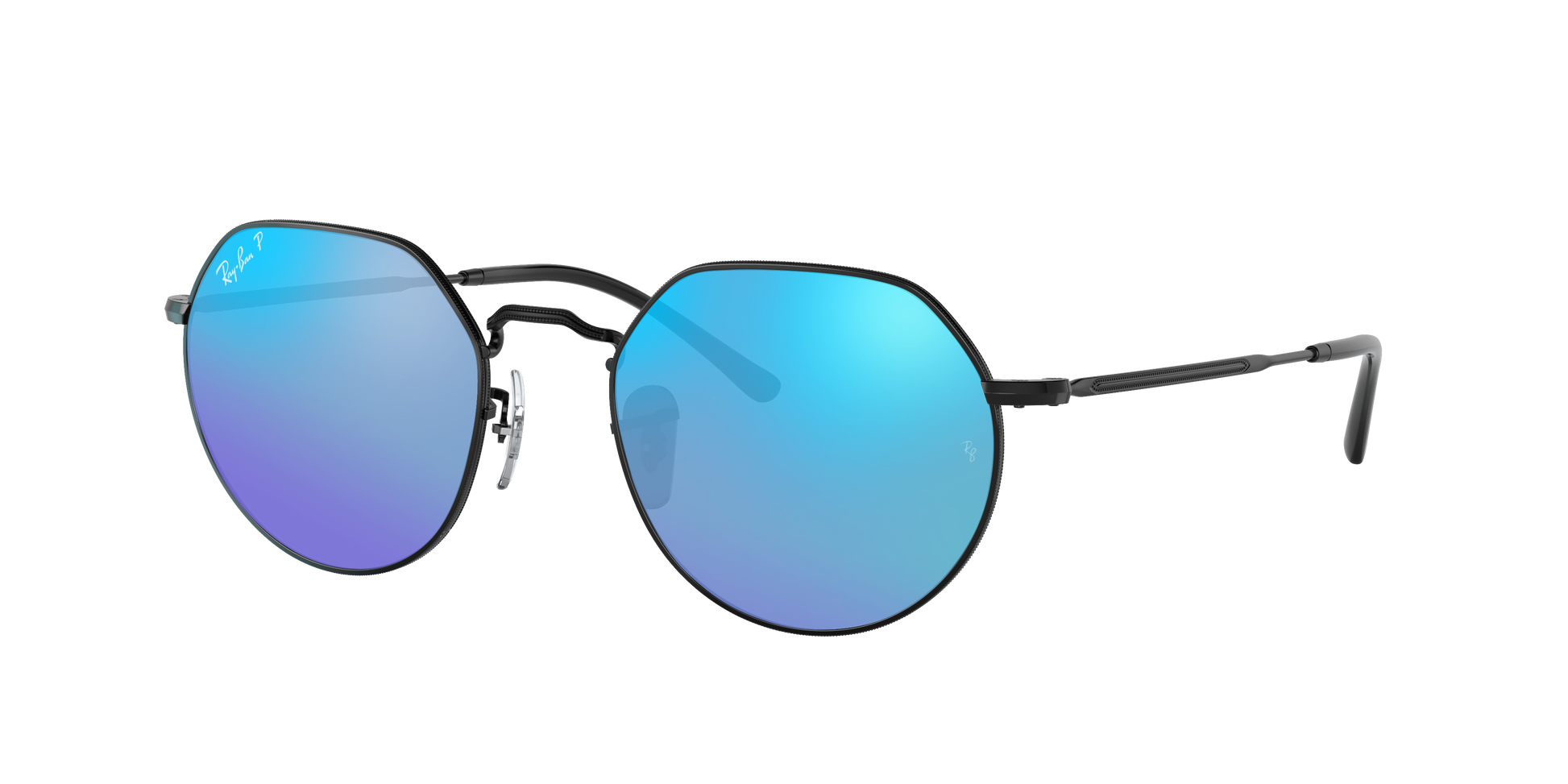 Black, Mirrored Blue-Polarized, Rayban