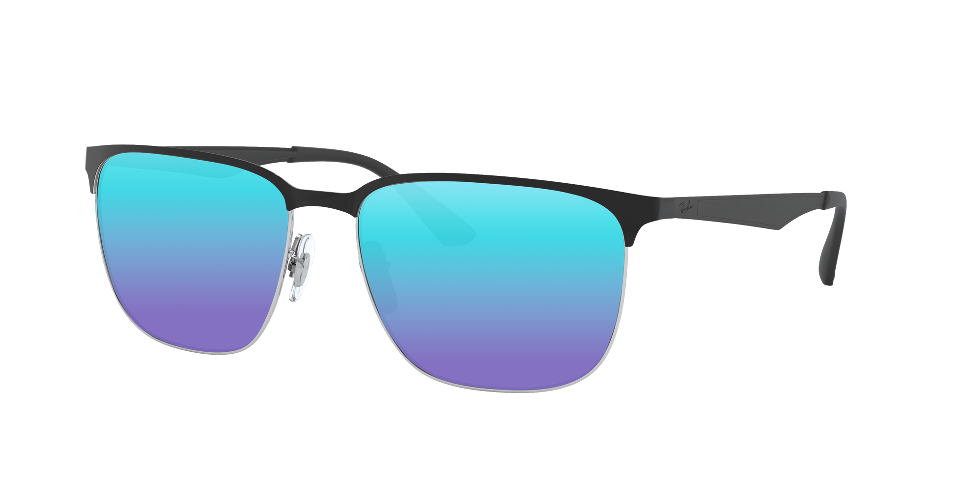 BLACK ON SILVER, Blue-Mirrored, Sunberryrx