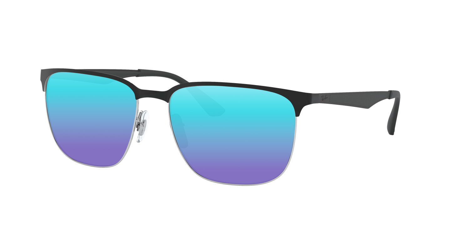 BLACK ON SILVER, Blue-Mirrored, Sunberryrx