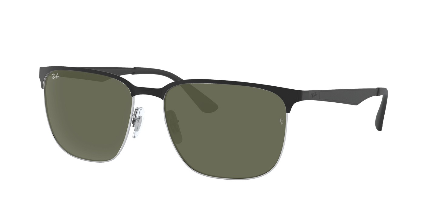 BLACK ON SILVER, Green, Rayban